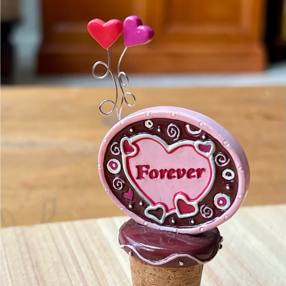 GANZ Pink and Red Heart Wine Stopper